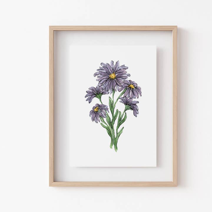 Impresión artística de flores de aster, 5 x 7, 8 x 10 pulgadas, decoración del hogar para uso diario para venta al por mayor de By Caroline Ann