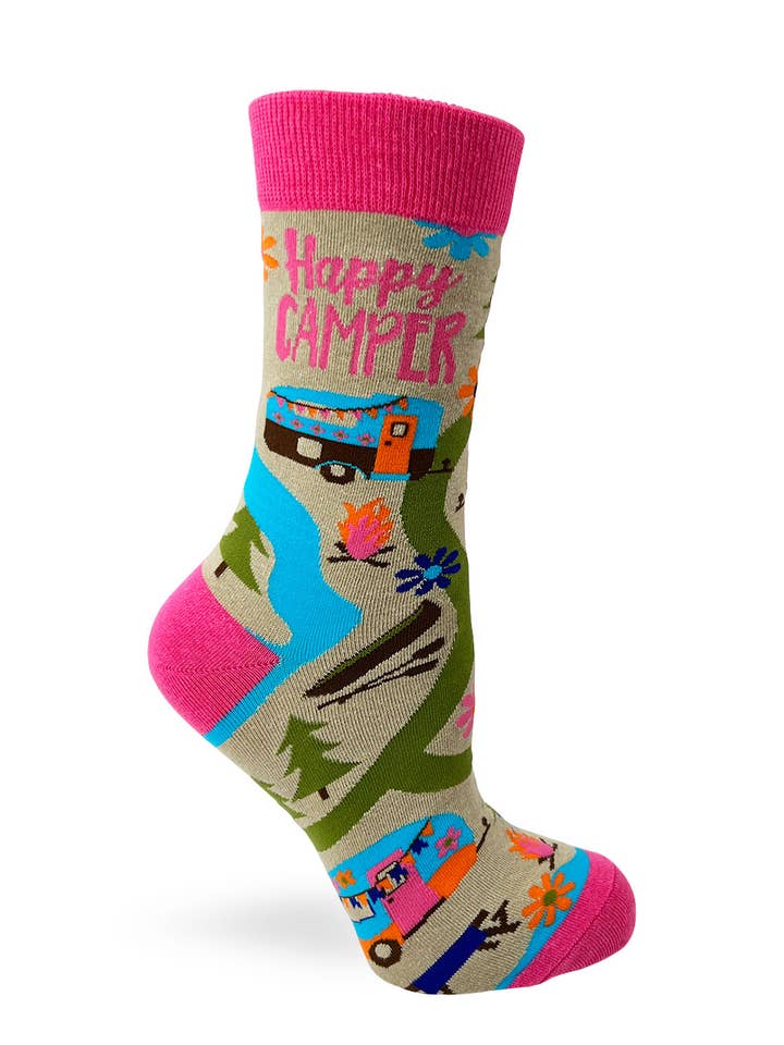 Fabdaz - Wholesale Socks - Women's - Happy Camper Women's Crew Socks