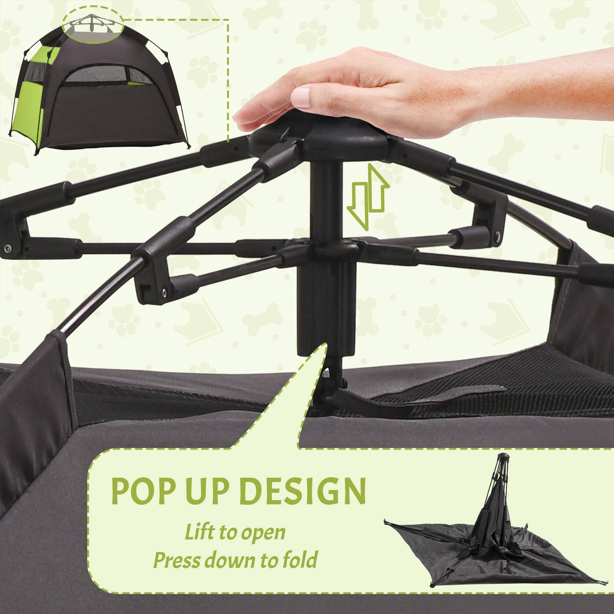 39F Inc. - Wholesale Tent - PawHut Pop-Up Dog Tent – Large Pet Tent, Green4