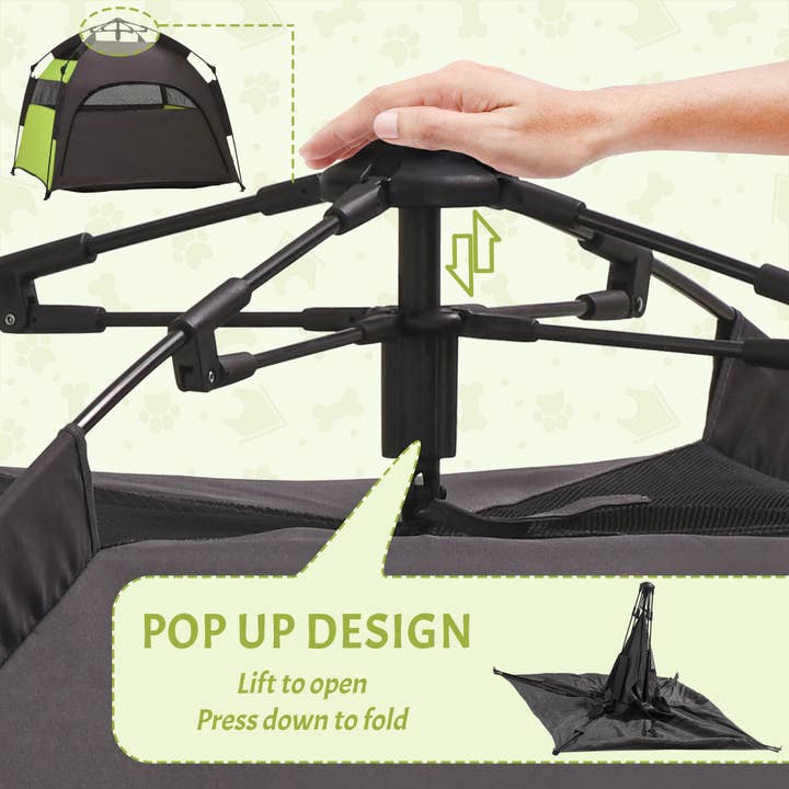39F Inc. - Wholesale Tent - PawHut Pop-Up Dog Tent – Large Pet Tent, Green4