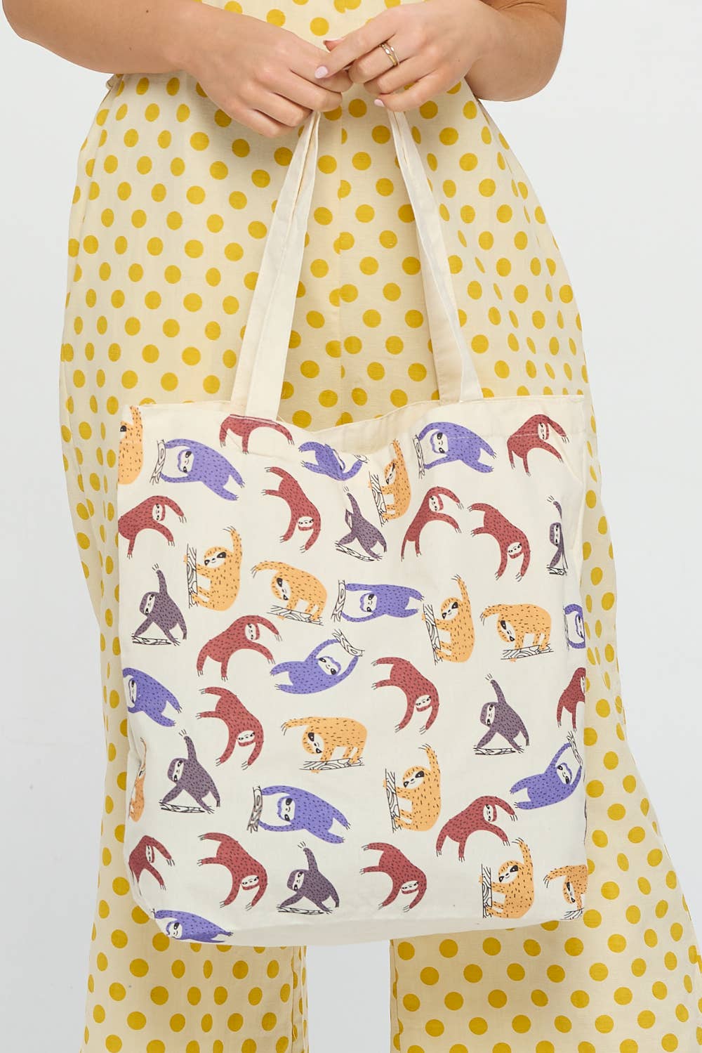 SM WARDROBE - Wholesale Tote Bag - Women's - COLORFUL SLOTH PRINT TOTE BAGS5