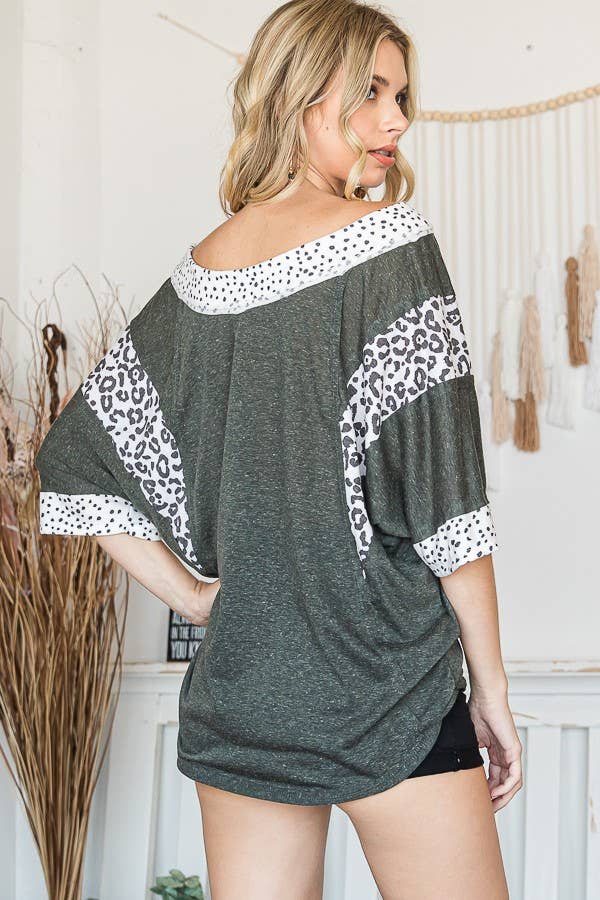 JADE BY JANE - Wholesale Tunic - Women's - ANIMAL PRINT TRIM BOAT NECK TUNIC10