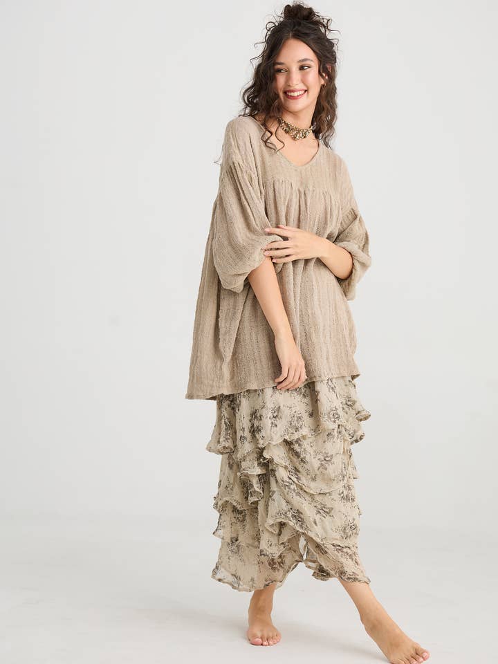 Miss Rose Sister Violet – wholesale Skirt – Women’s – WOMEN'S - Angelica Linen gauze floral skirt.1