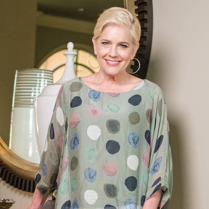 Sofia Circle Silk Kaftan (BQ201R) for wholesale by TINA Stephens Italy/Tees By Tina