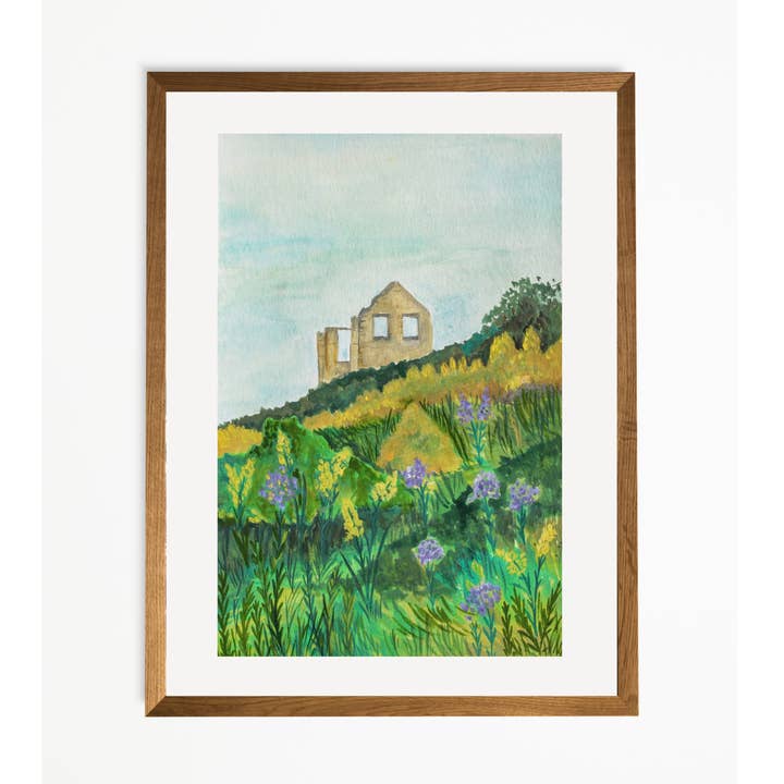 Farmhouse Ruins Art Print for wholesale by E R Kess Designs