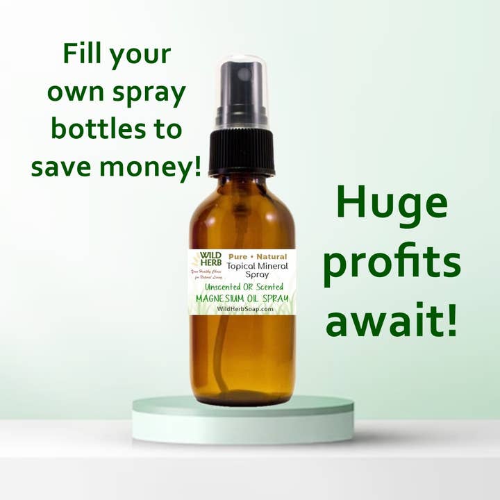 Wild Herb Soap Co - Wholesale Pain Relief Spray/Cream - 64 oz Magnesium Oil: Pour Yourself Offer Refills Scent/Unsce