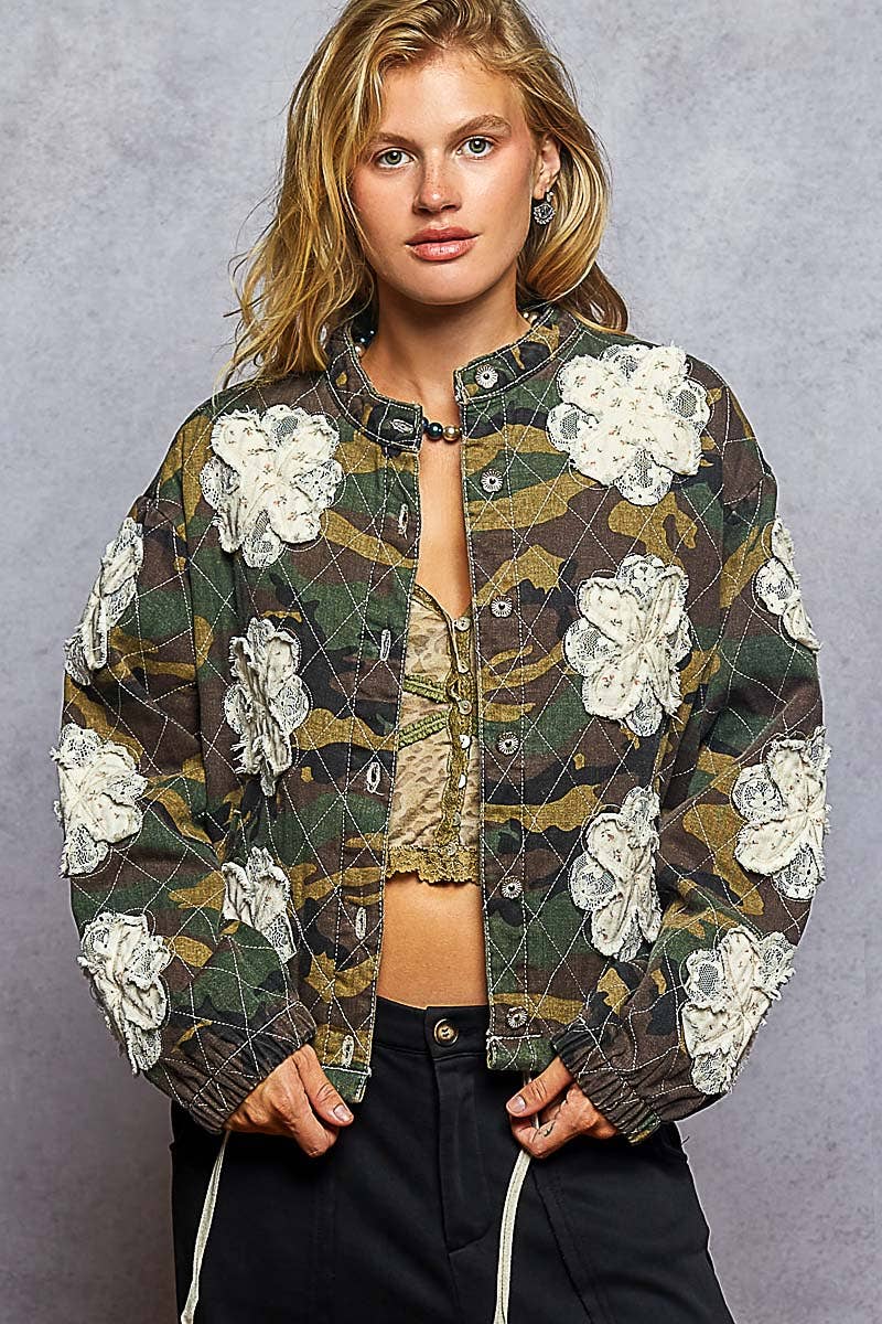 Pol Clothing - Wholesale Jacket - Women's - Mock neck balloon sleeve oversized fit quilted Jacket30