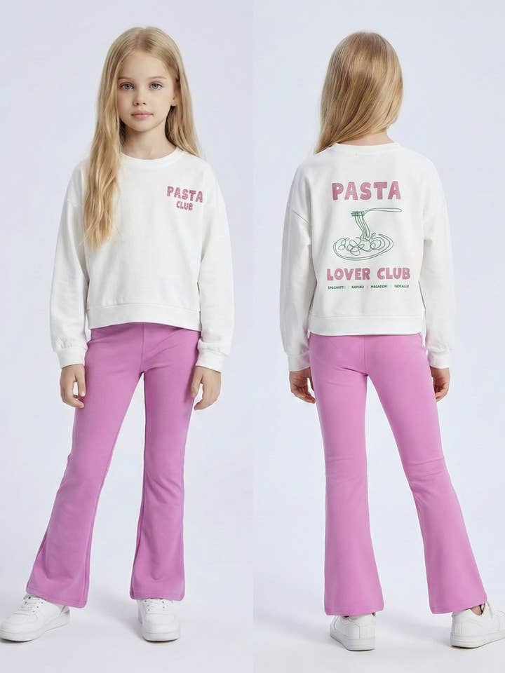 Katoenen sweatset en flared broek voor meisjes voor wholesale door MINI MIGNON PARIS