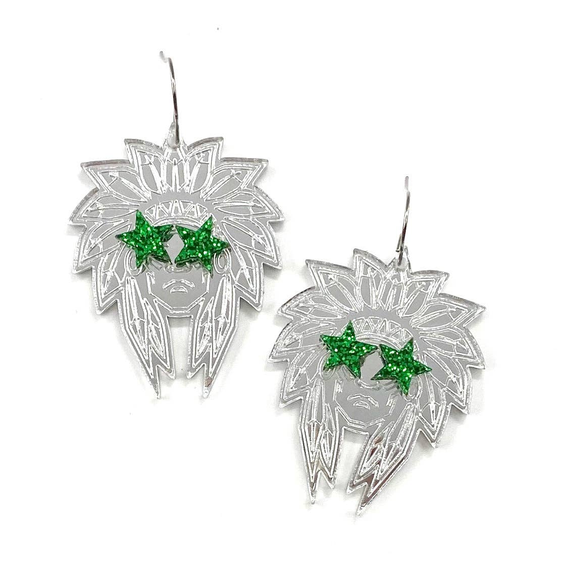 Doohickies - Wholesale Dangle Earrings - 2" Fan Glam Mascot Dangles: INDIANS - Custom Spirit Earrings2