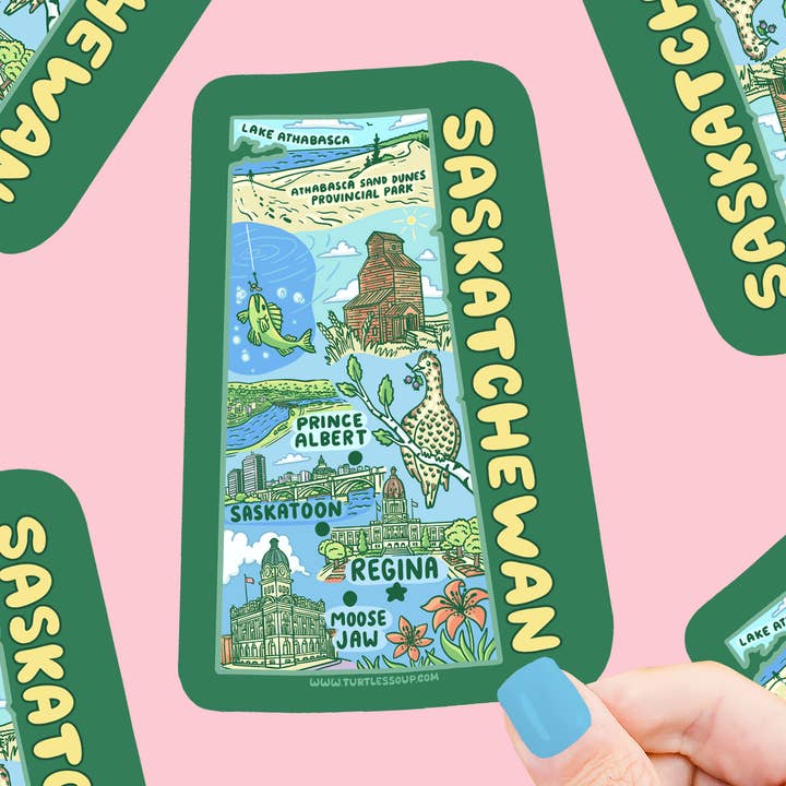 Saskatchewan, Regina, Saskatoon, Canada, Vinyl Sticker for wholesale by Turtle's Soup