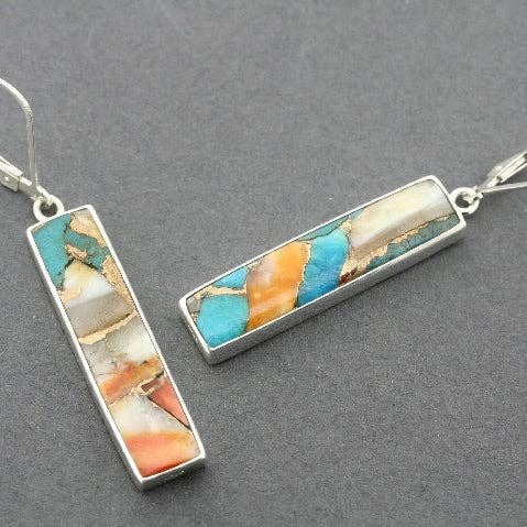 Rectangular drop earring - bronzed spiny oyster & turquoise and other Purchase Wholesale crushed oyster shell. Free Returns & Net 60 Terms on Faire trending on Faire.