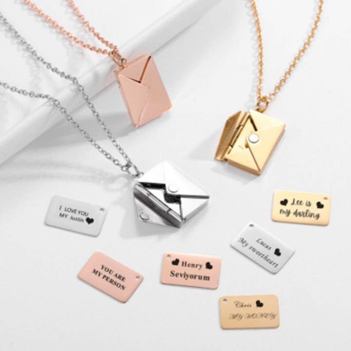 Perimade & Co. LLC - Wholesale Locket Necklace - Custom Envelope Photo Locket Necklace in 925 Sterling Silver