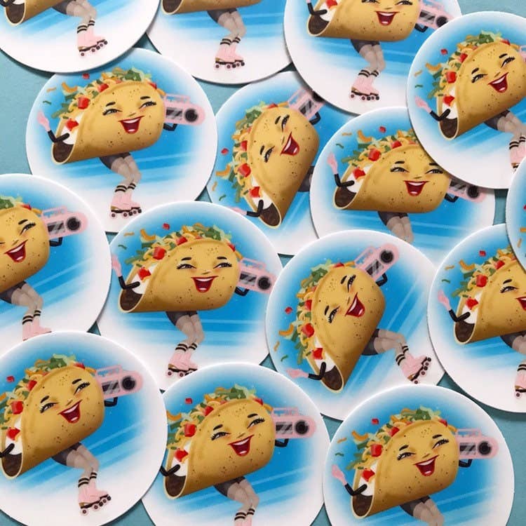 Kitschy Delish - Wholesale Sticker - Taco Skate 3” vinyl sticker1