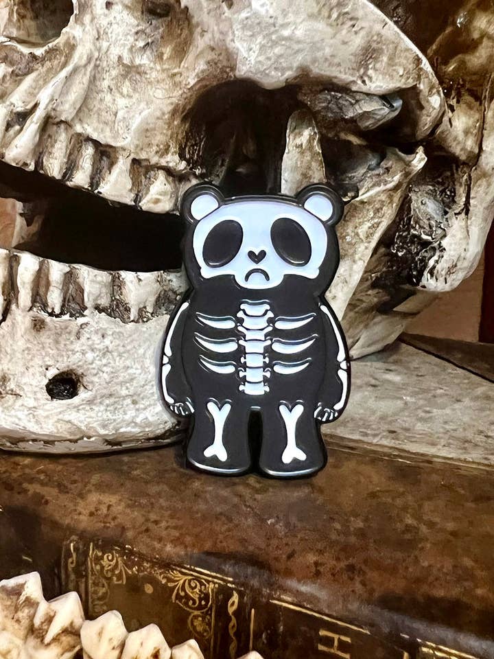 Grumpy Bones Enamel Pin for wholesale by vampirefreaks