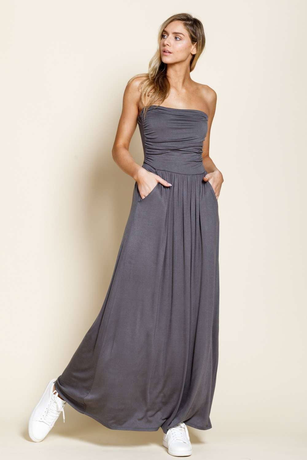 mittoshop - Venta al por mayor Vestido - Mujer - VESTIDO MAXI DE TUBO DE JERSEY CON BOLSILLOS0