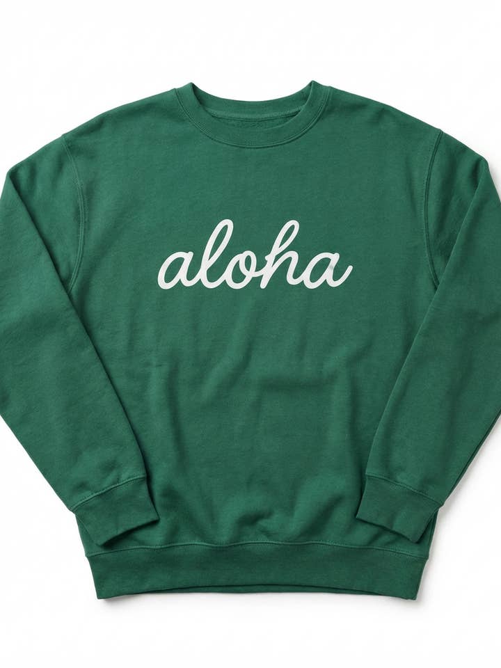 Aloha Crewneck - Green for wholesale by Arcadia | Handmade Stone Jewelry