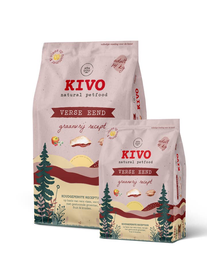 Anatra fresca, pressata a freddo, senza cereali per la vendita all'ingrosso da parte di Kivo Petfood