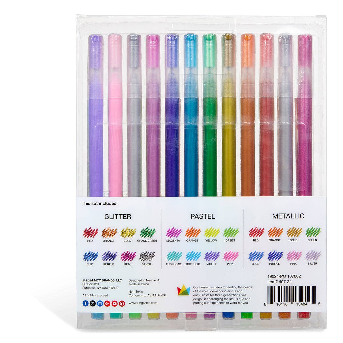 KINGART – wholesale Pen – Gel Pens 24 Glitter, Metallic & Pastel Colors8