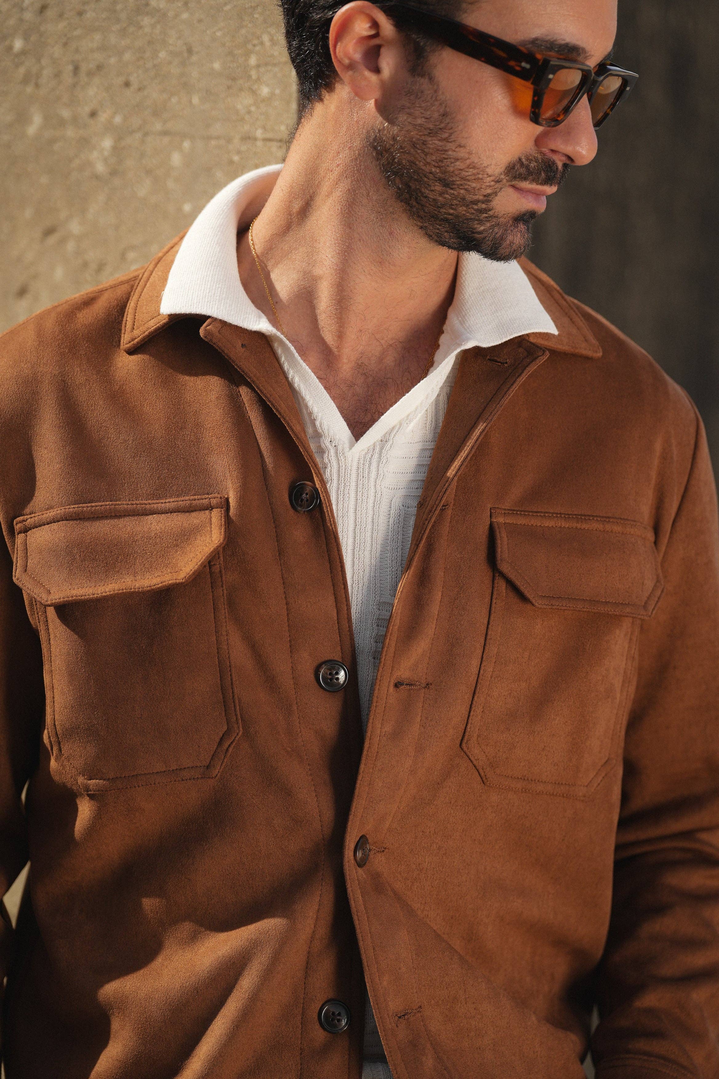 DONATO - Wholesale Shirt Jacket/Shacket - Men's - CAMEL SUEDE OUTERSHIRT9