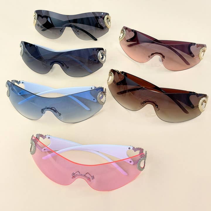 Y2K STYLE FRAMELESS ONE-PIECE HEART SUNGLASSES_CWASG0266 for wholesale by ACCITY