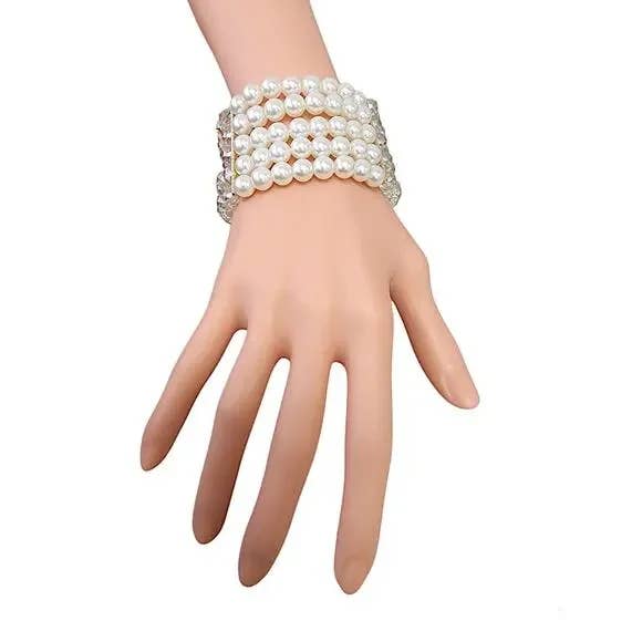 Bijoux Envie Statement Jewelry - Wholesale Cuff Bracelet - Chunky Crystal & Pearl Bracelet | Handmade Statement Jewelry2