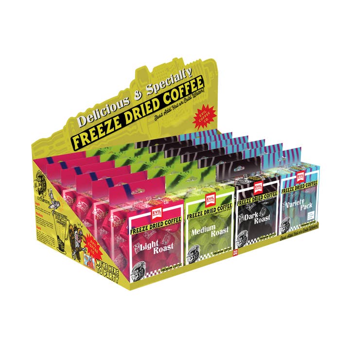 Evil Coffee Clutch Cups - Freeze Dried Coffee (12 Pack)/ PDQ for wholesale by Smithco Distributing