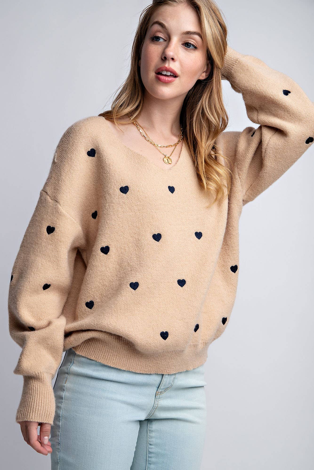 Sweet Generis - Wholesale Knit Sweater - Women's - HEART PATTERN BOXY KNIT PULLOVER SWEATER10