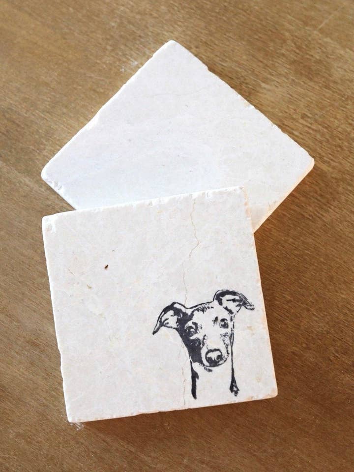Porta-copos de mármore Whippet por atacado de Lace, Grace & Peonies Marble Coasters