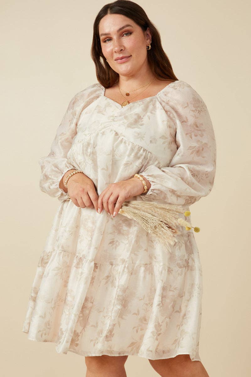 Crema Vestido de organza con estampado floral y escote corazón para mujer de venta al por mayor en Faire0