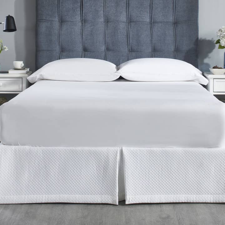 Hamilton Matelasse Bed Skirt - Queen - 60" X 80" - White for wholesale by Orchids Lux Home
