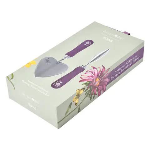 New RHS Gift Planting Trowel And Dibber Asteraceae FSC 100% for wholesale by Burgon and Ball EU