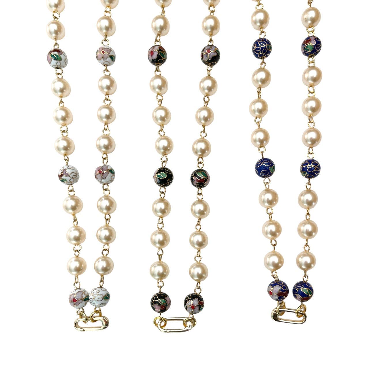 The Sage Vintage - Wholesale Pendant/Charm Necklace - Charm Holder Necklace Base - Cloisonné Faux Pearl 10mm1