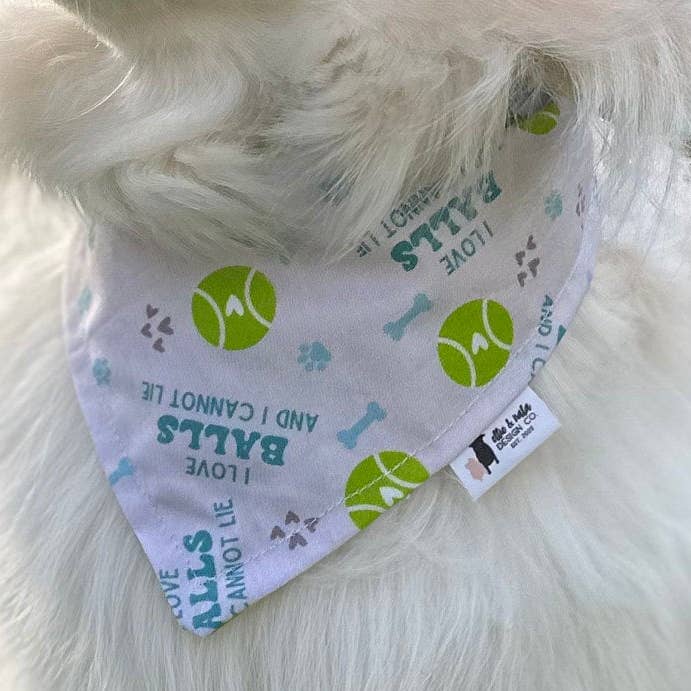 Dog Bandana with Ball and Tennis Motifs for wholesale by Ellie and Nala Design Co.