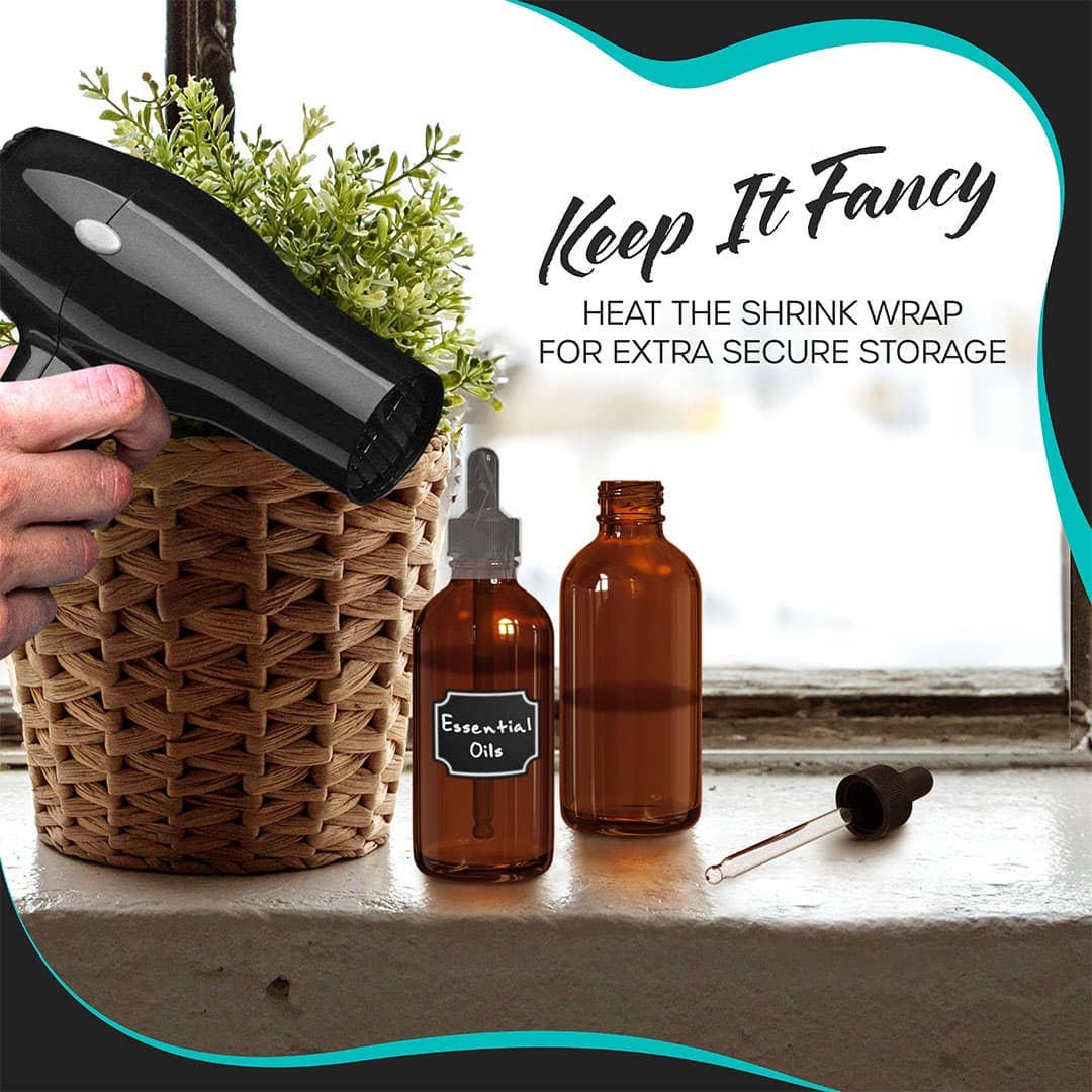 Nevlers – wholesale Travel container – Nevlers 4 oz Amber Glass Dropper Bottle (Set of 48) | Includes Labels, Shrink Wrap, Funnel, Brush and Marker7