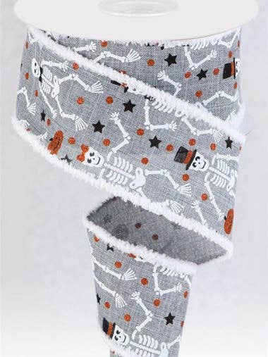 2.5"X10YD SKELETONS W/DRIFT GREY/ORANGE/WHITE/BLACK (U) for wholesale by Waterman's Loft Inc.