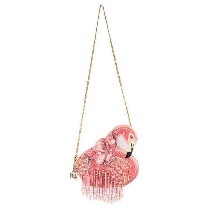 Mary Frances Accessories - Vente Sac à bandoulière – femme - Un sac à main bandoulière perlé flamant rose A Leg to Stand On