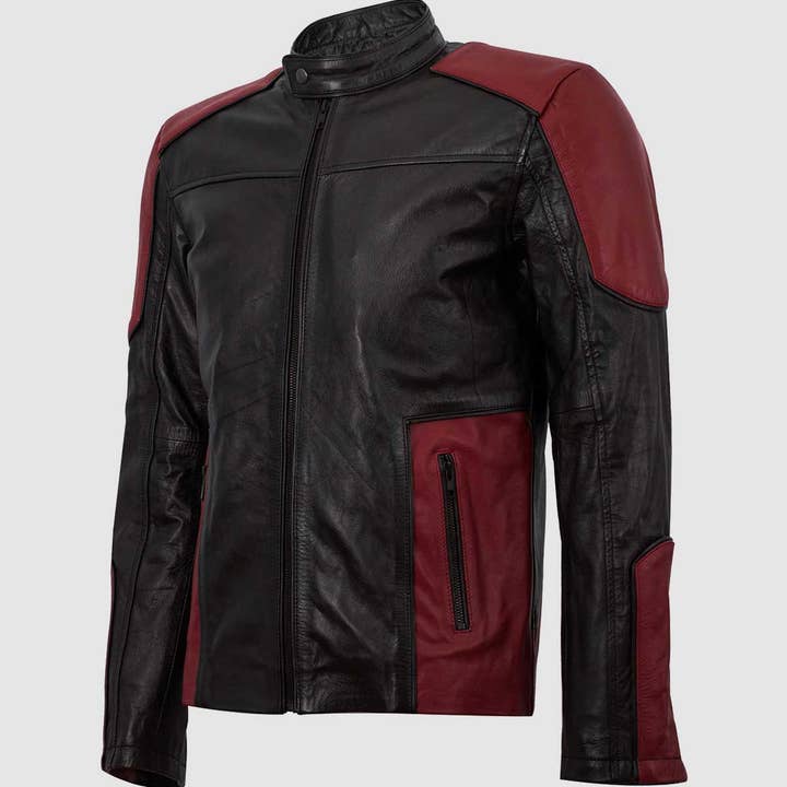 Schwarz-rote Cafe Racer Jacke für den Großhandel von The Royale Leather