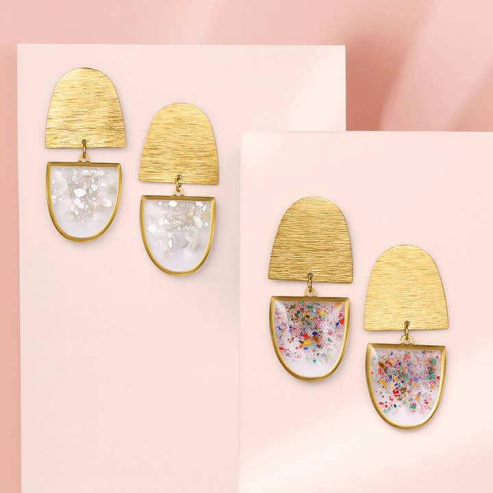 Orecchini Capsule - Ottone e Gemme Confetti per la vendita all'ingrosso da parte di Cameoko