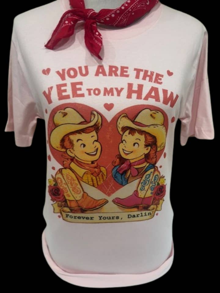 Yee to my Haw on Light Pink or Natural Crew / V-Day for wholesale by Bling-A-GoGo, LLC