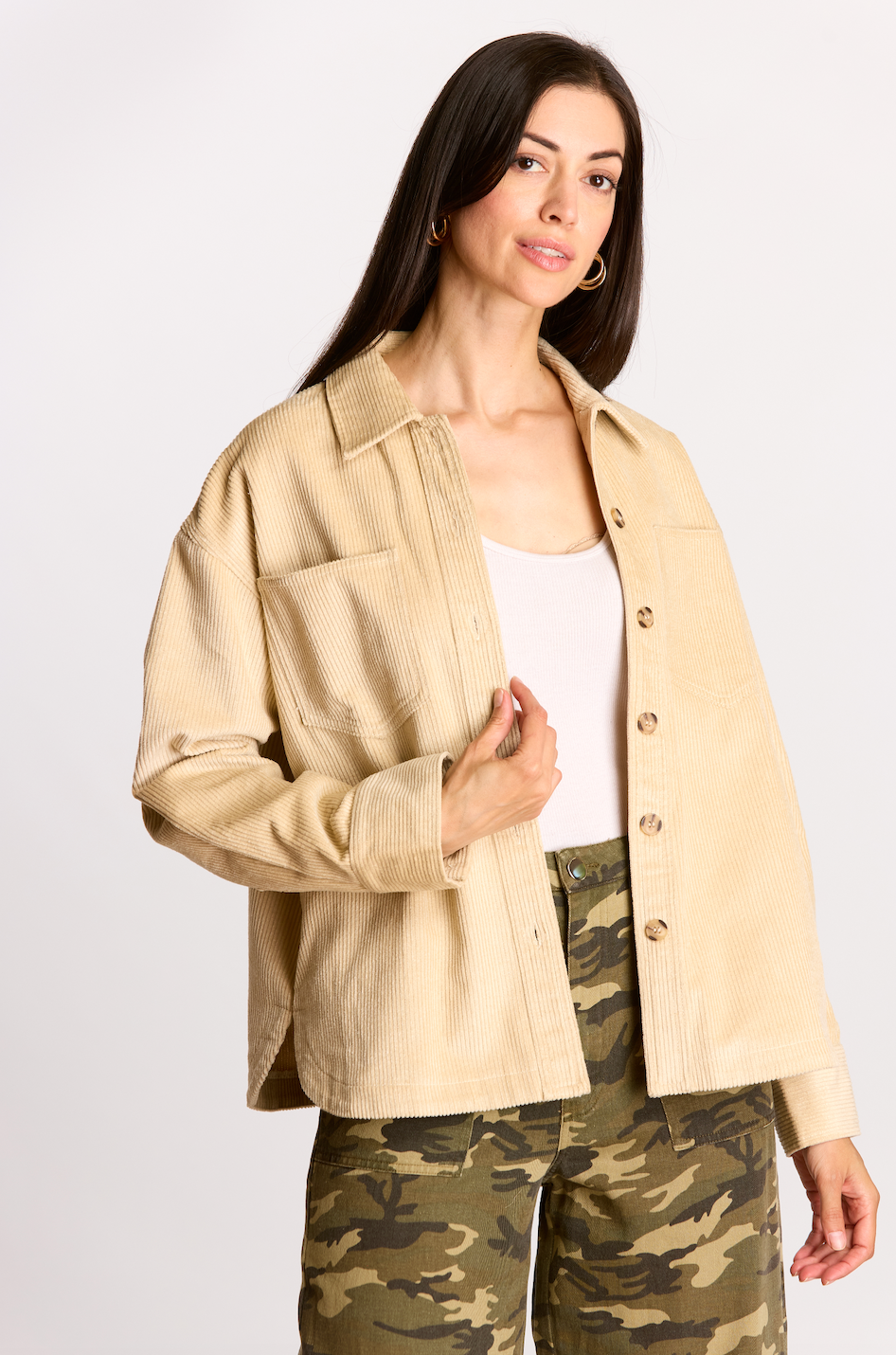 Before You Collection - Vente Chemise à col boutonné – femme - Chemise boutonnée en velours côtelé13