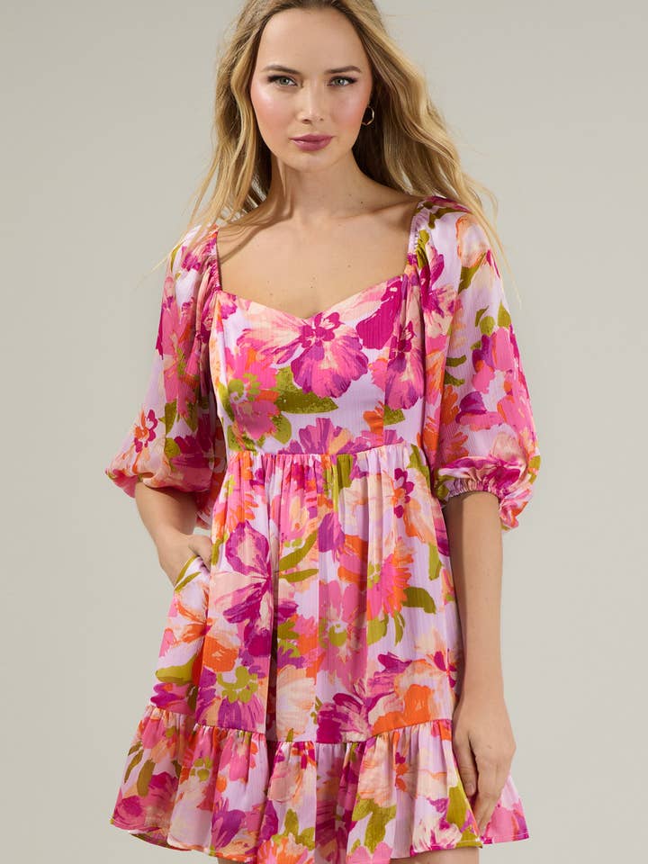 Abigal Floral Evy Sweetheart Mini Dress for wholesale by Sugarlips