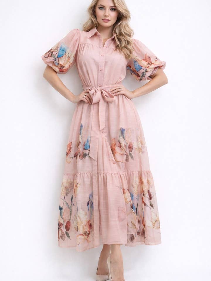 S3121 FLARE FLORAL MAXI DRESS for wholesale by N by Nancy