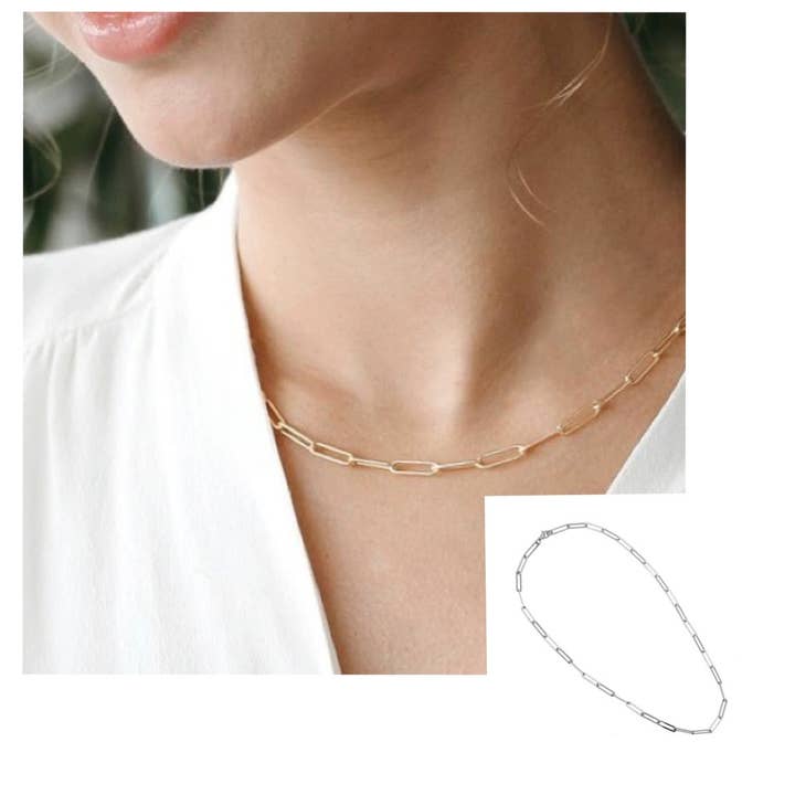 Dainty Rectangle Chain Gold & Silver for wholesale by Honey Rose & K Jewelry