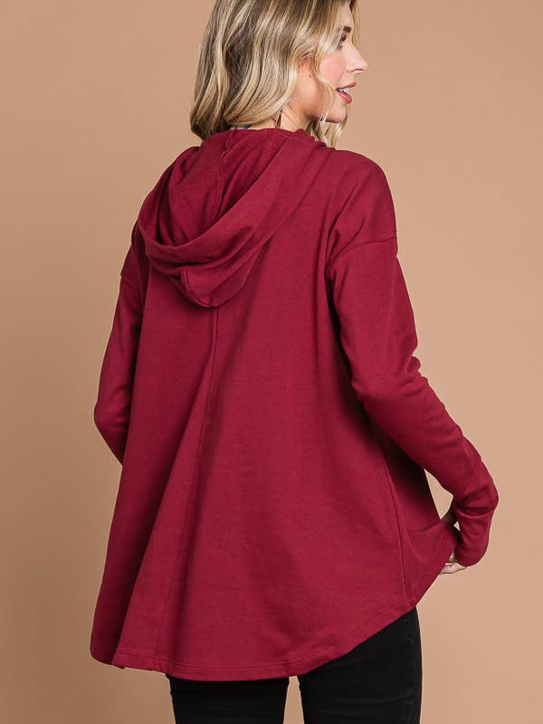 Culture Code - Vente Haut en maille – femme - CFH1935LX - HAUT À CAPUCHE ÉVASÉ SURDIMENSIONNÉ AVEC OURLET HAUT ET BAS19