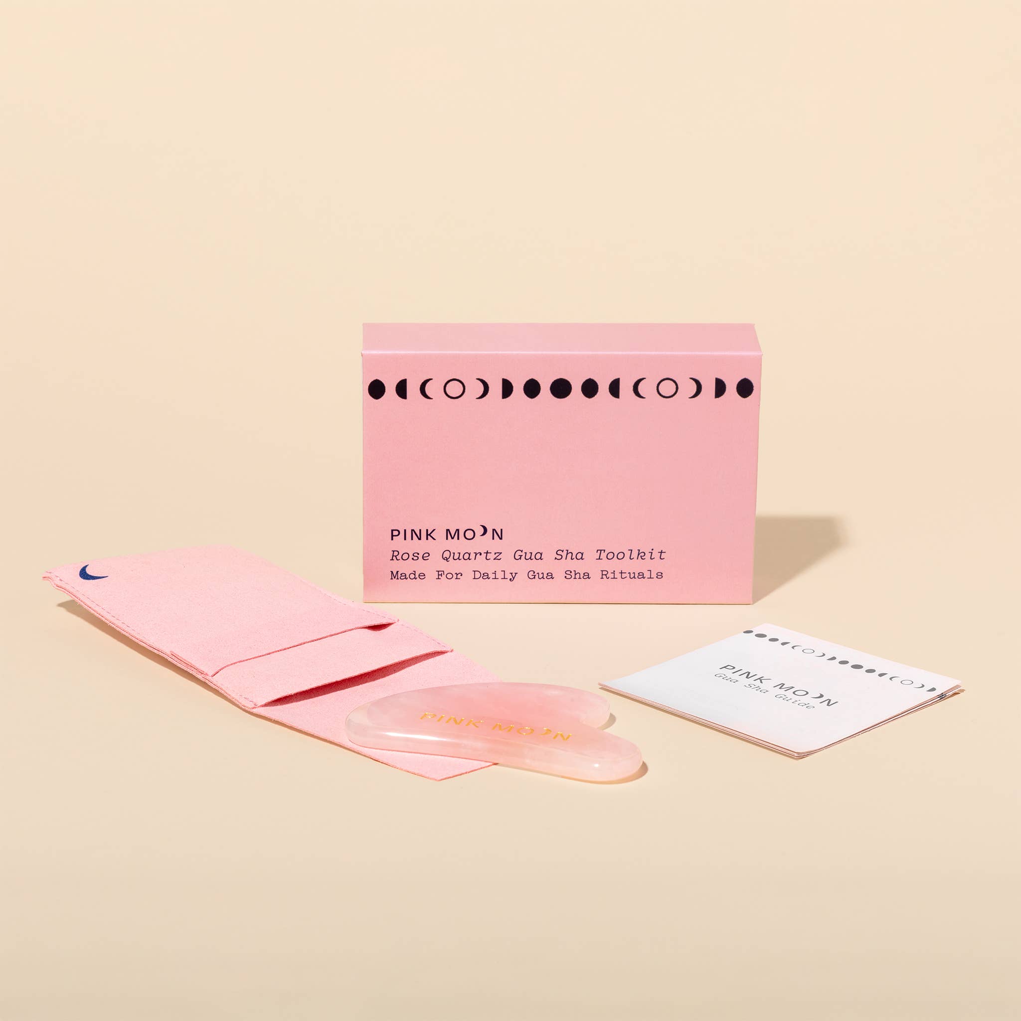 Pink Moon - Wholesale Gua Sha tool - Rose Quartz Gua Sha Toolkit - Ethically Made, AAPI Founded2