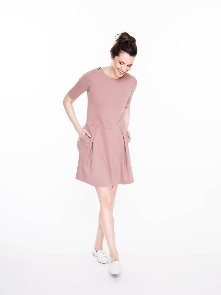 Dusty Rose Dress, Petite Dresses For Women, Dusty Pink Dress for wholesale by LeMuse