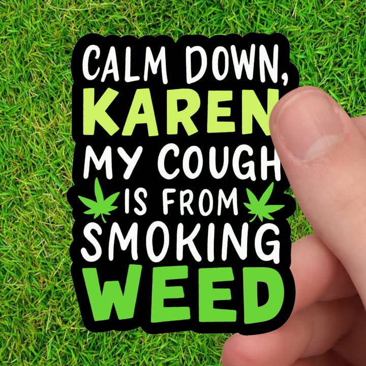 Cough Caution: Humorous Cannabis Clarification Vinyl Sticker for wholesale by Dancing Dolphin Crafts
