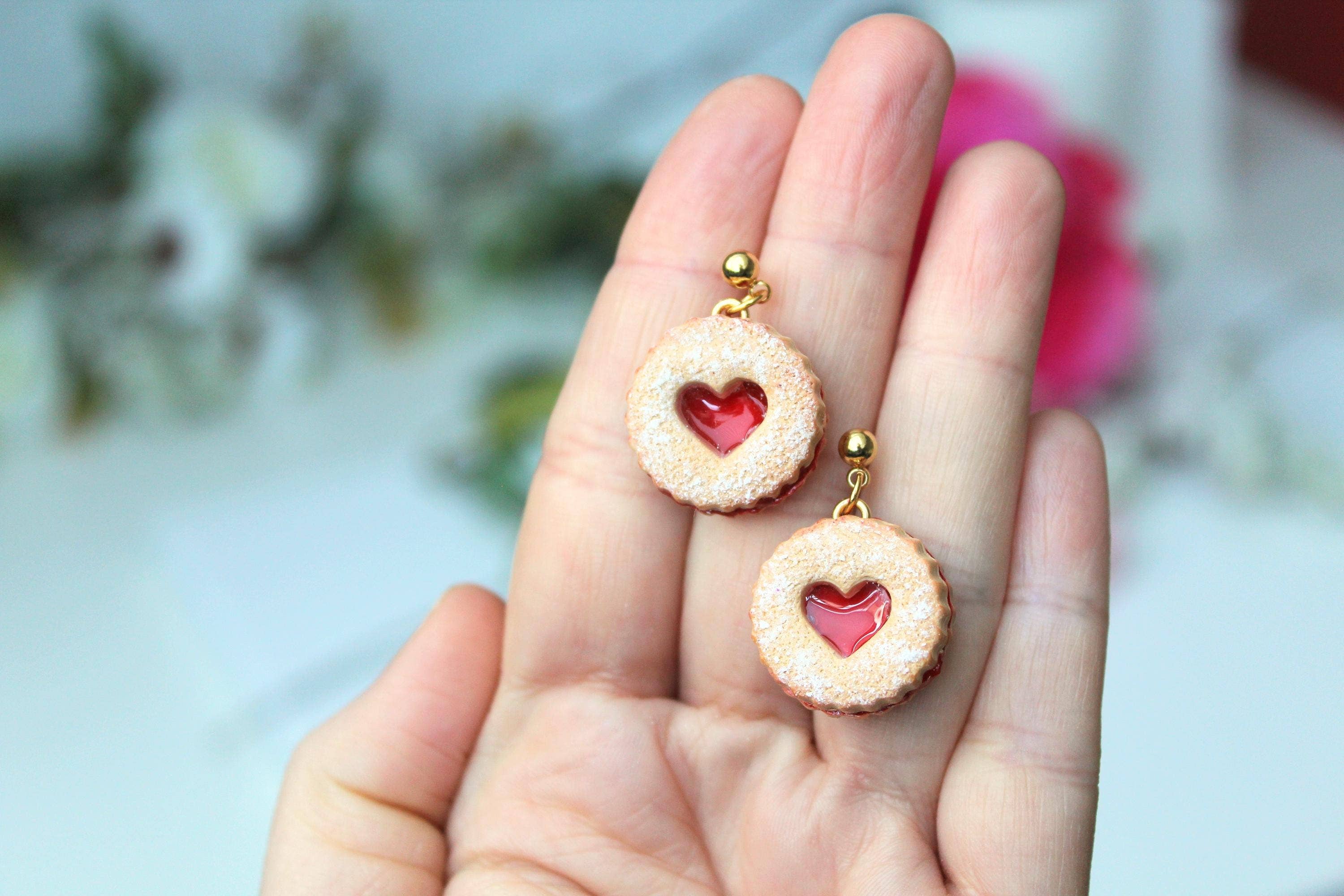 Studio Niani - Wholesale Dangle Earrings - Linzer Cookie Earrings, Cookie Heart Earrings, Cute Earrings0
