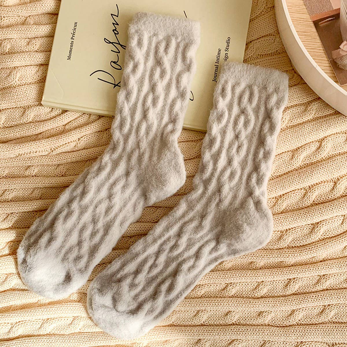ACCITY - Wholesale Socks - Women's - Cable Knit Socks Women Candy Color Winter Warm_CWMS028833