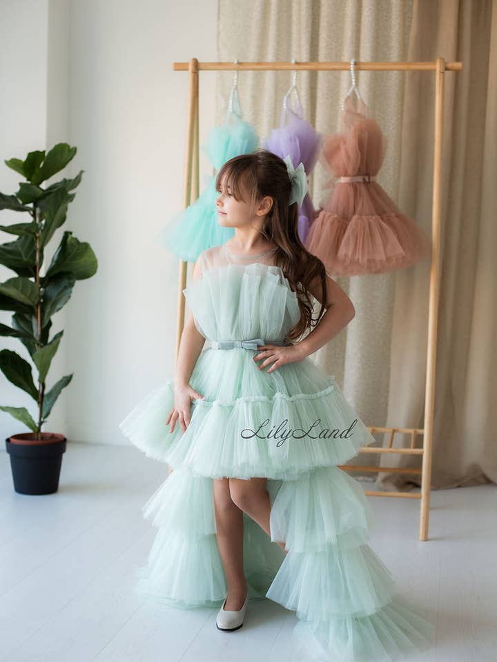 Robe Barbie Tutu pour fille en menthe avec train pour la vente par Lilyland